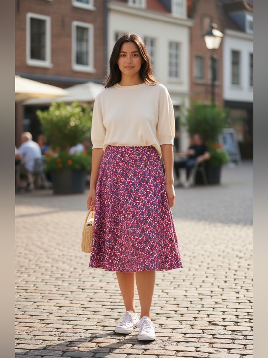 J. Crew Dresses & Skirts - J. Crew Pink and Purple Floral A-Line Midi Skirt